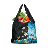 Blue Grunge Polynesian Pattern Grocery Bag Plumeria Floral LT01 1-pack One Size Blue - Polynesian Pride