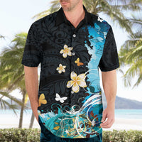 Blue Grunge Polynesian Pattern Hawaiian Shirt Plumeria Floral LT01 - Polynesian Pride