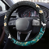Blue Grunge Polynesian Pattern Steering Wheel Cover Plumeria Floral LT01 - Polynesian Pride