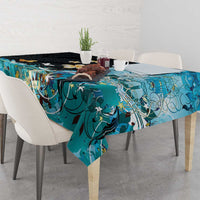 Blue Grunge Polynesian Pattern Tablecloth Plumeria Floral LT01 - Polynesian Pride