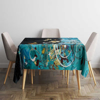 Blue Grunge Polynesian Pattern Tablecloth Plumeria Floral LT01 - Polynesian Pride