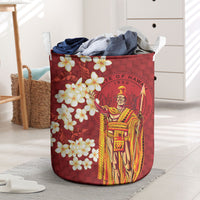 Hawaii King Kamehameha Laundry Basket Plumeria Lauhala Pattern LT01 Red - Polynesian Pride