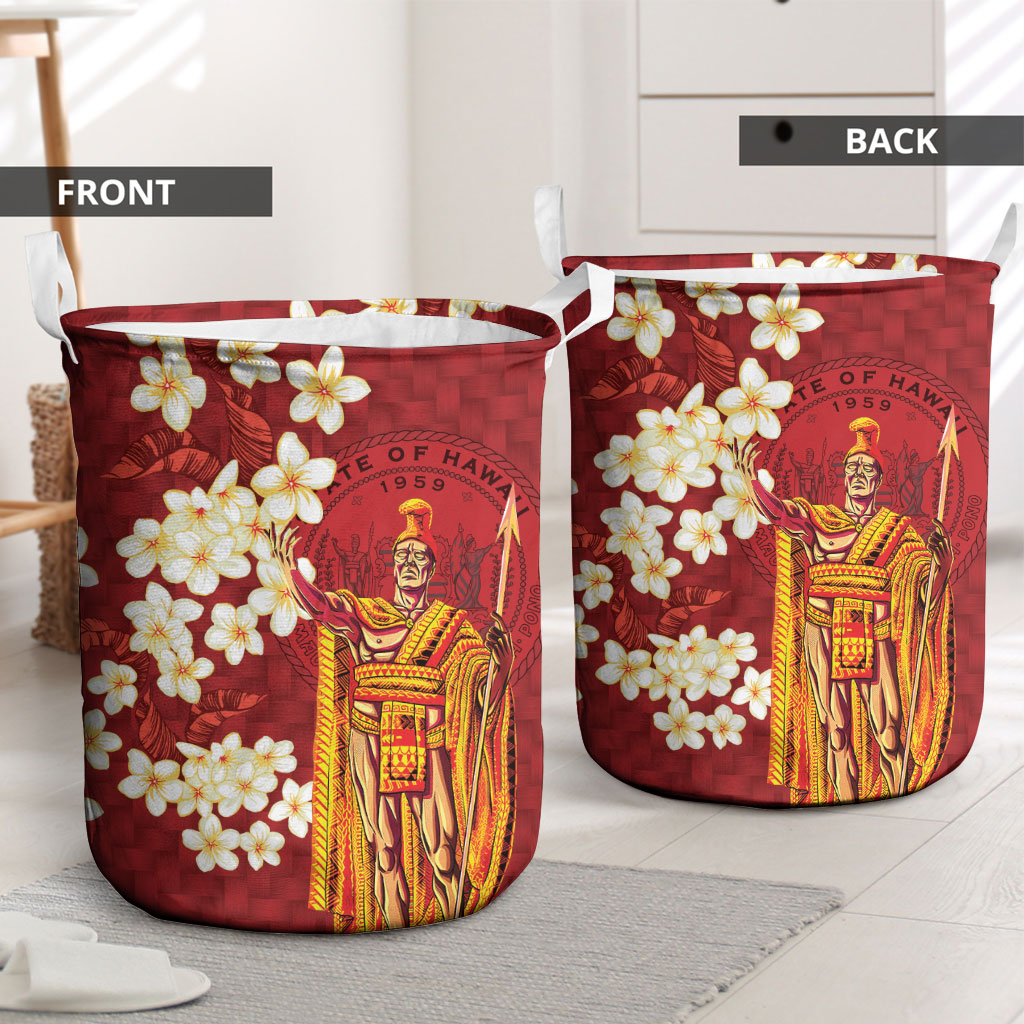 Hawaii King Kamehameha Laundry Basket Plumeria Lauhala Pattern LT01 - Polynesian Pride