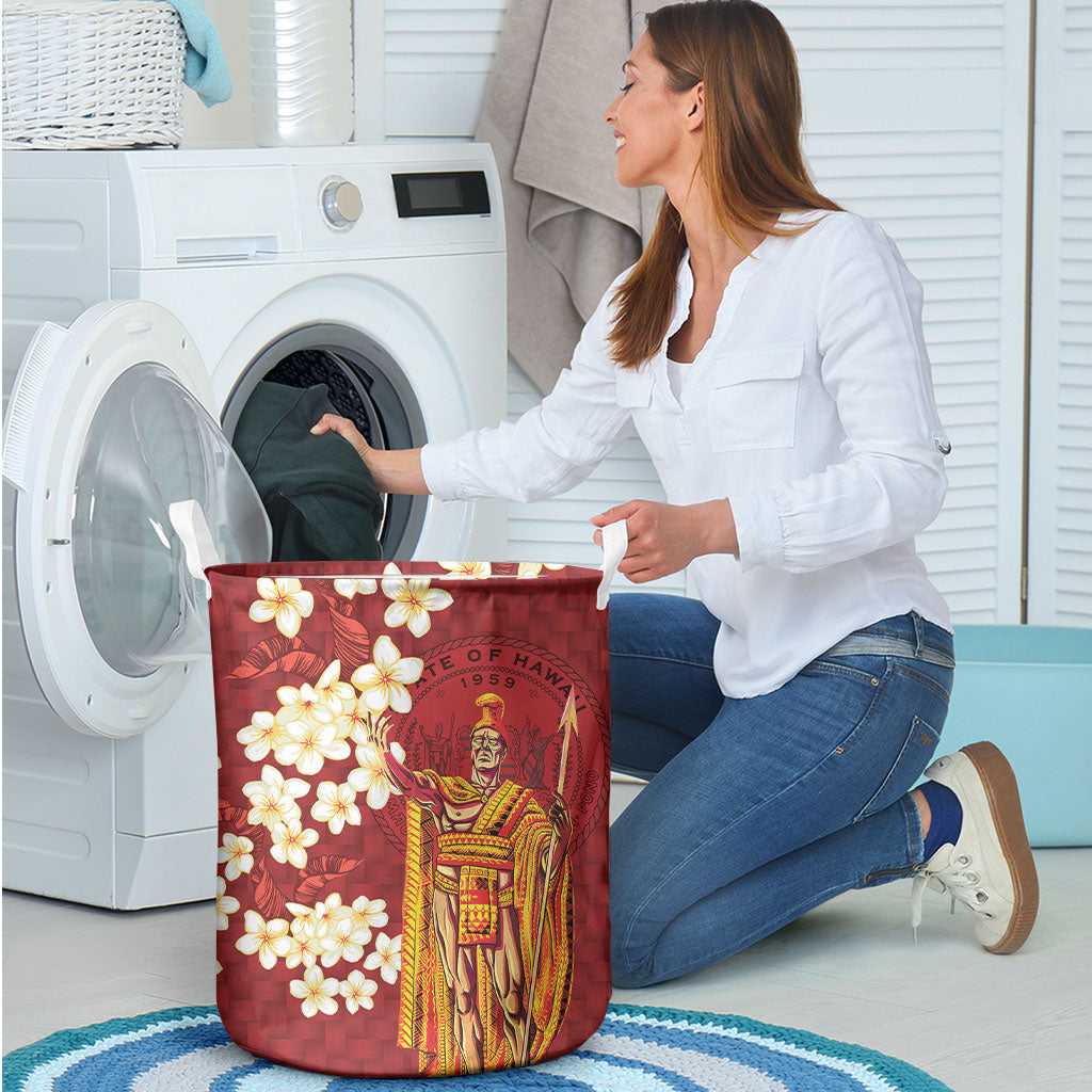 Hawaii King Kamehameha Laundry Basket Plumeria Lauhala Pattern LT01 - Polynesian Pride