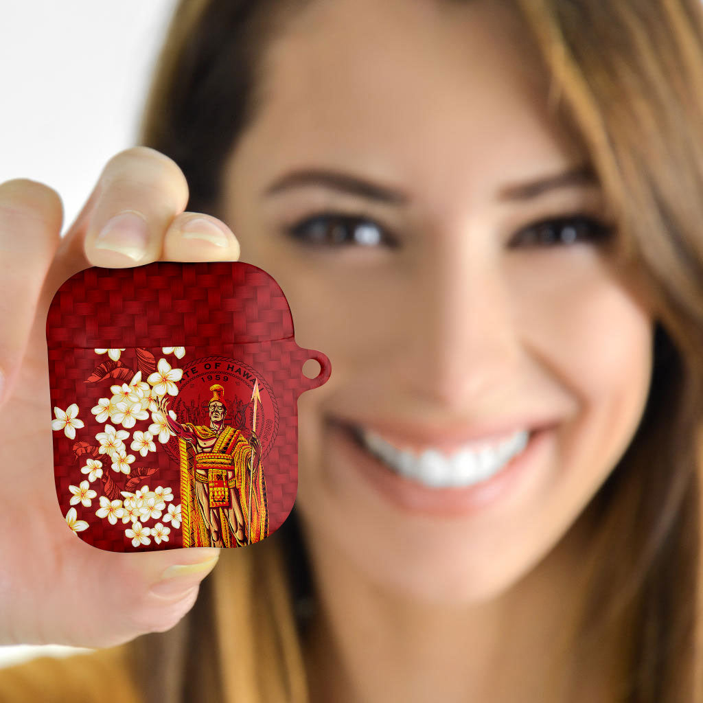 Hawaii King Kamehameha AirPods Case Plumeria Lauhala Pattern LT01 - Polynesian Pride