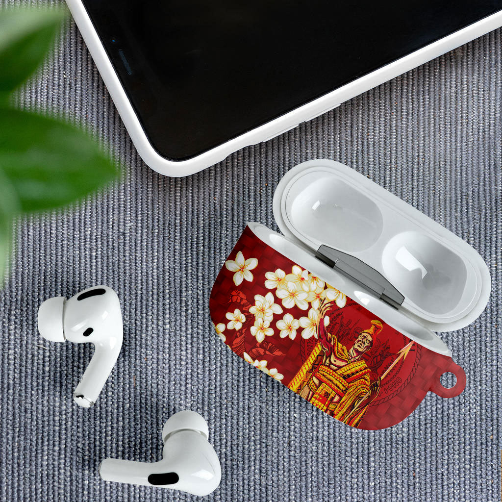 Hawaii King Kamehameha AirPods Case Plumeria Lauhala Pattern LT01 - Polynesian Pride