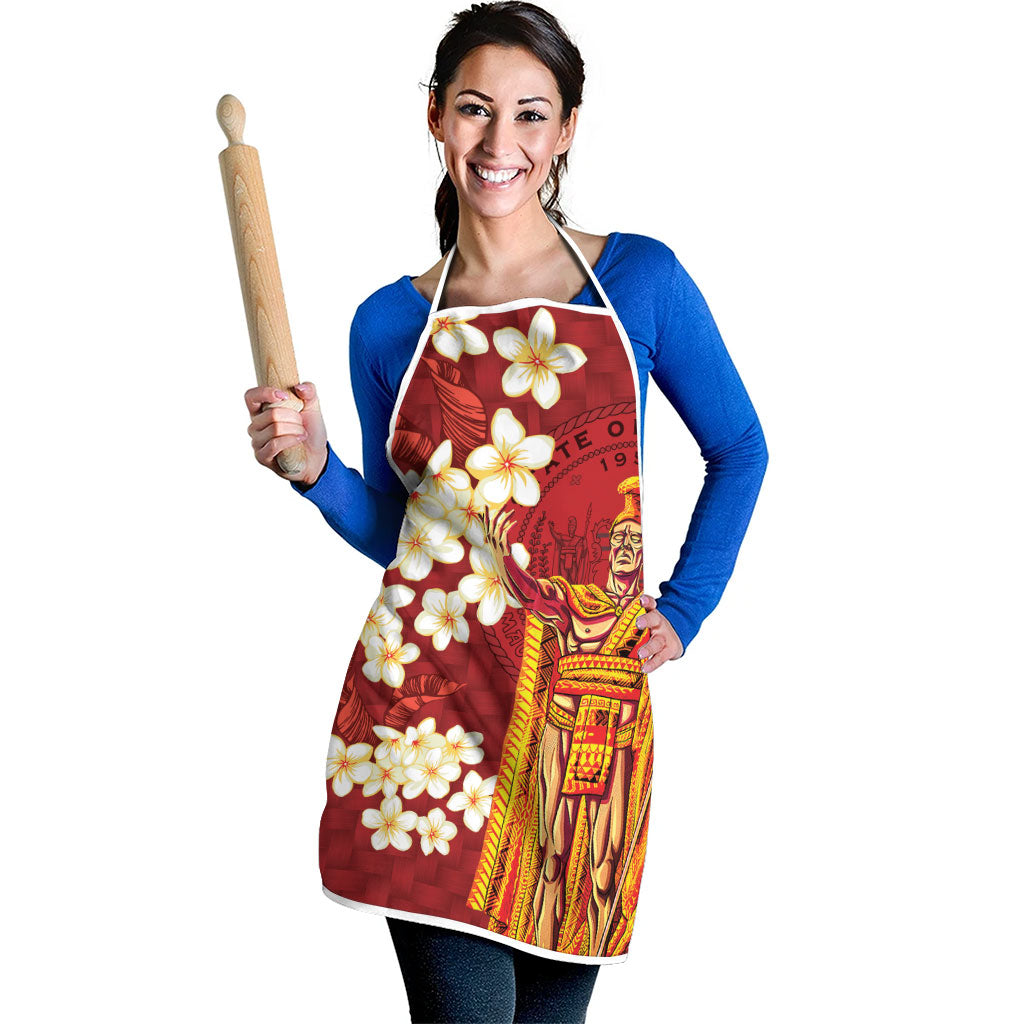 Hawaii King Kamehameha Apron Plumeria Lauhala Pattern