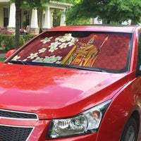 Hawaii King Kamehameha Auto Sun Shade Plumeria Lauhala Pattern LT01 - Polynesian Pride