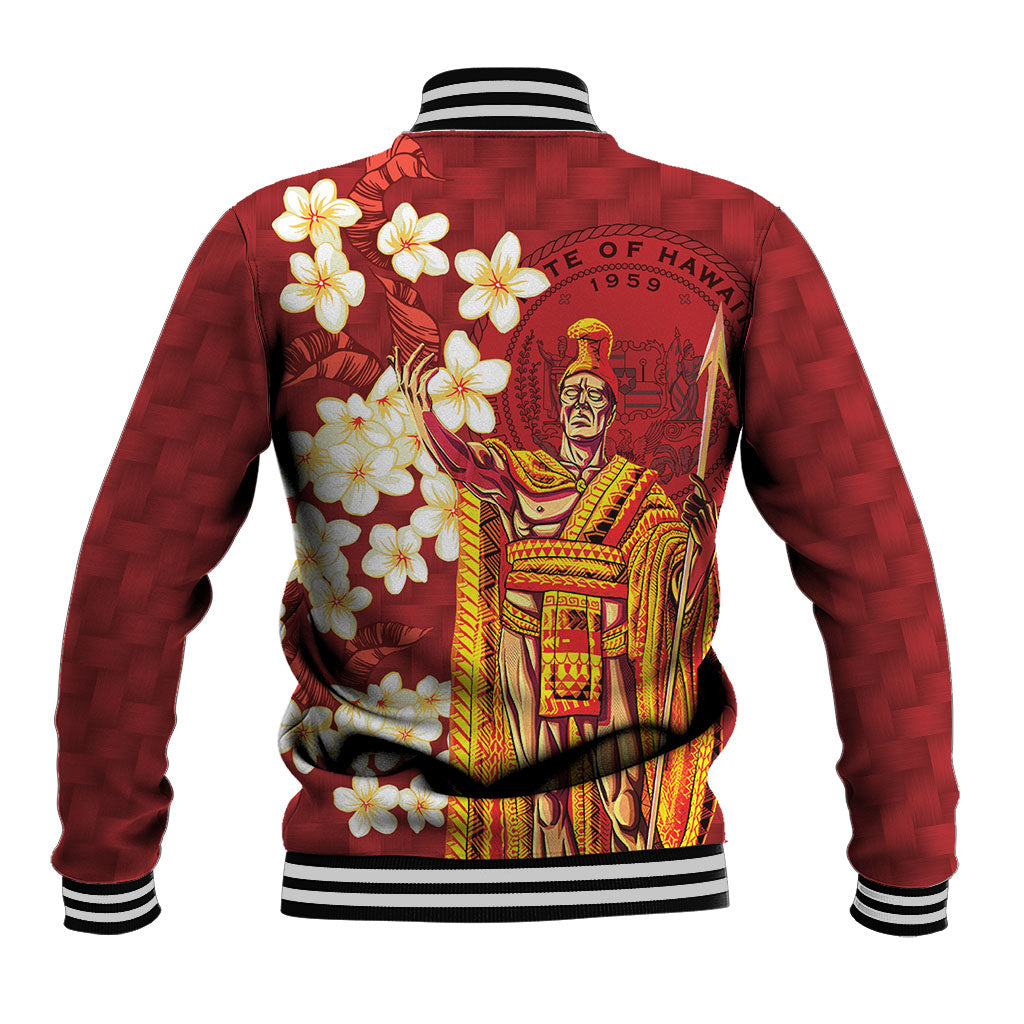 Hawaii King Kamehameha Baseball Jacket Plumeria Lauhala Pattern LT01 - Polynesian Pride