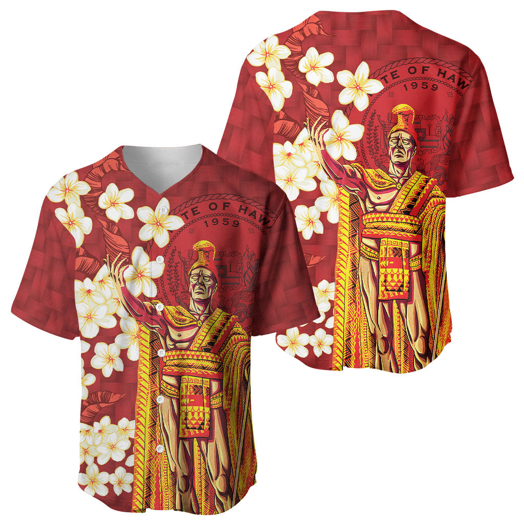 Hawaii King Kamehameha Baseball Jersey Plumeria Lauhala Pattern LT01 - Polynesian Pride