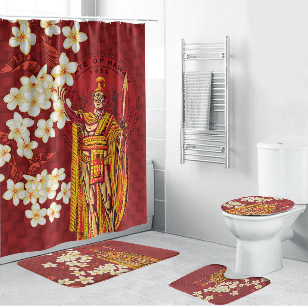 Hawaii King Kamehameha Bathroom Set Plumeria Lauhala Pattern LT01 Bathroom Set (4 pcs) Red - Polynesian Pride