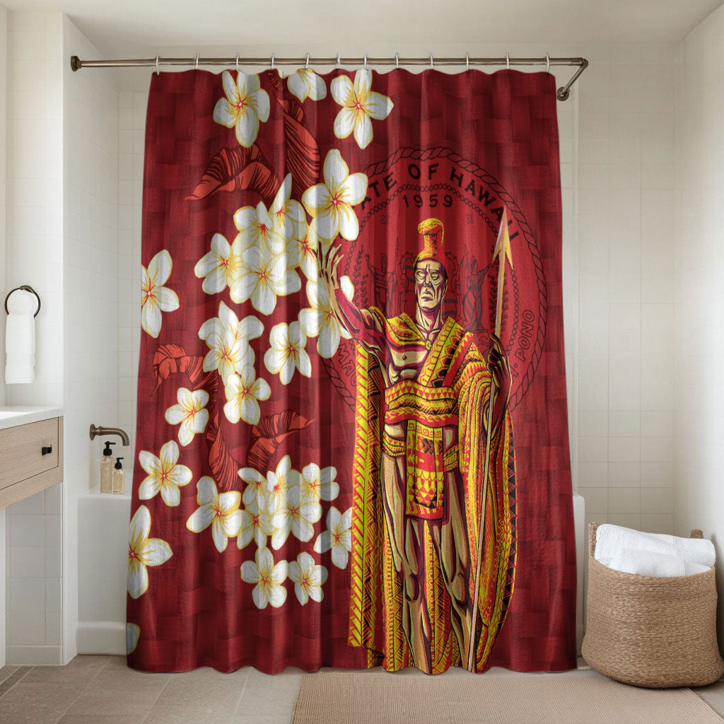 Hawaii King Kamehameha Bathroom Set Plumeria Lauhala Pattern LT01 Shower Curtain Only Red - Polynesian Pride