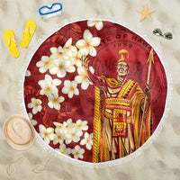 Hawaii King Kamehameha Beach Blanket Plumeria Lauhala Pattern