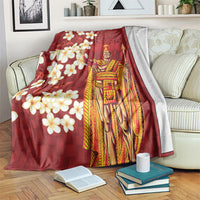 Hawaii King Kamehameha Blanket Plumeria Lauhala Pattern LT01 Red - Polynesian Pride