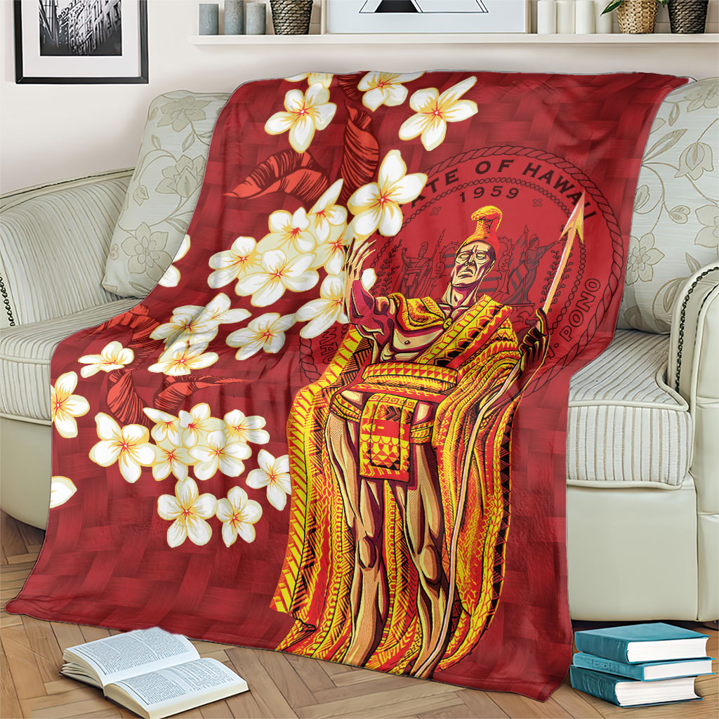 Hawaii King Kamehameha Blanket Plumeria Lauhala Pattern LT01 - Polynesian Pride