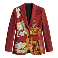 Hawaii King Kamehameha Blazer Plumeria Lauhala Pattern LT01 Unisex Red - Polynesian Pride