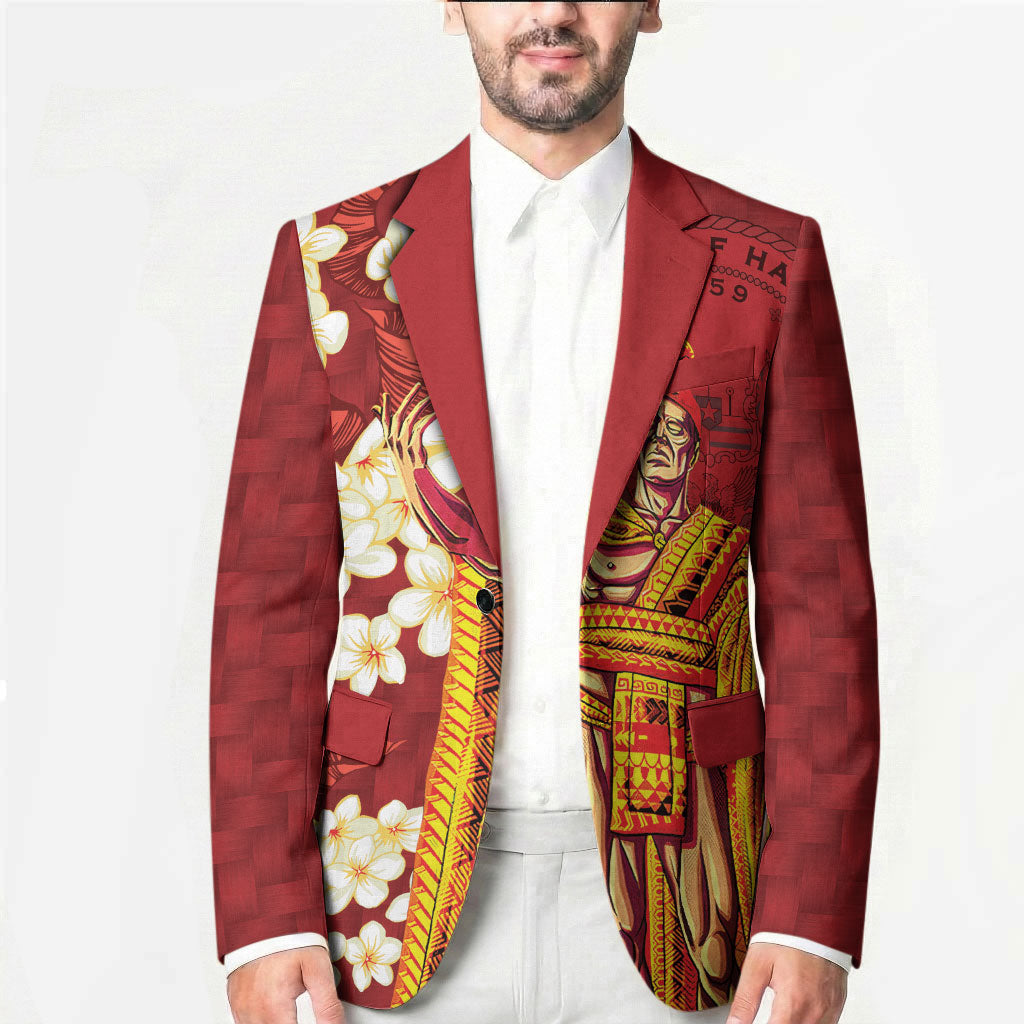 Hawaii King Kamehameha Blazer Plumeria Lauhala Pattern LT01 - Polynesian Pride