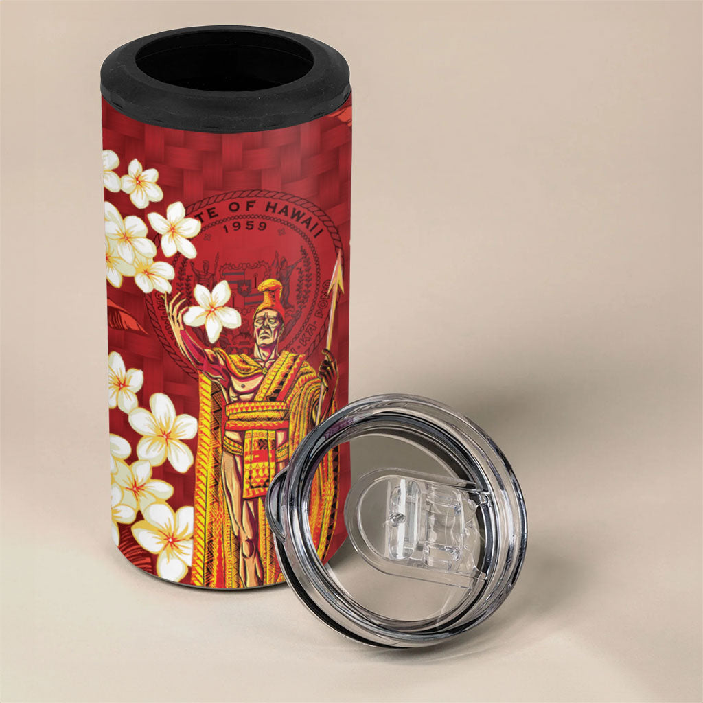 Hawaii King Kamehameha 4 in 1 Can Cooler Tumbler Plumeria Lauhala Pattern LT01 - Polynesian Pride