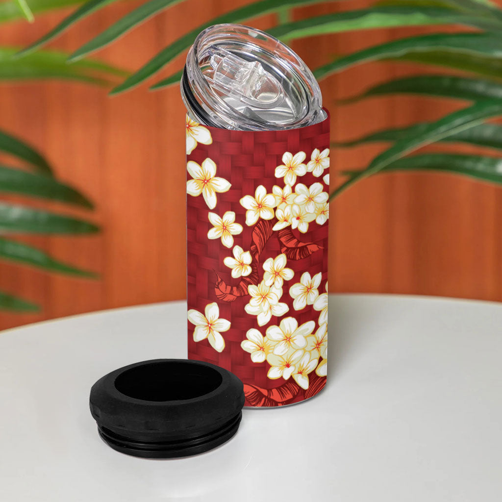 Hawaii King Kamehameha 4 in 1 Can Cooler Tumbler Plumeria Lauhala Pattern LT01 - Polynesian Pride
