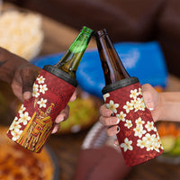 Hawaii King Kamehameha 4 in 1 Can Cooler Tumbler Plumeria Lauhala Pattern LT01 - Polynesian Pride