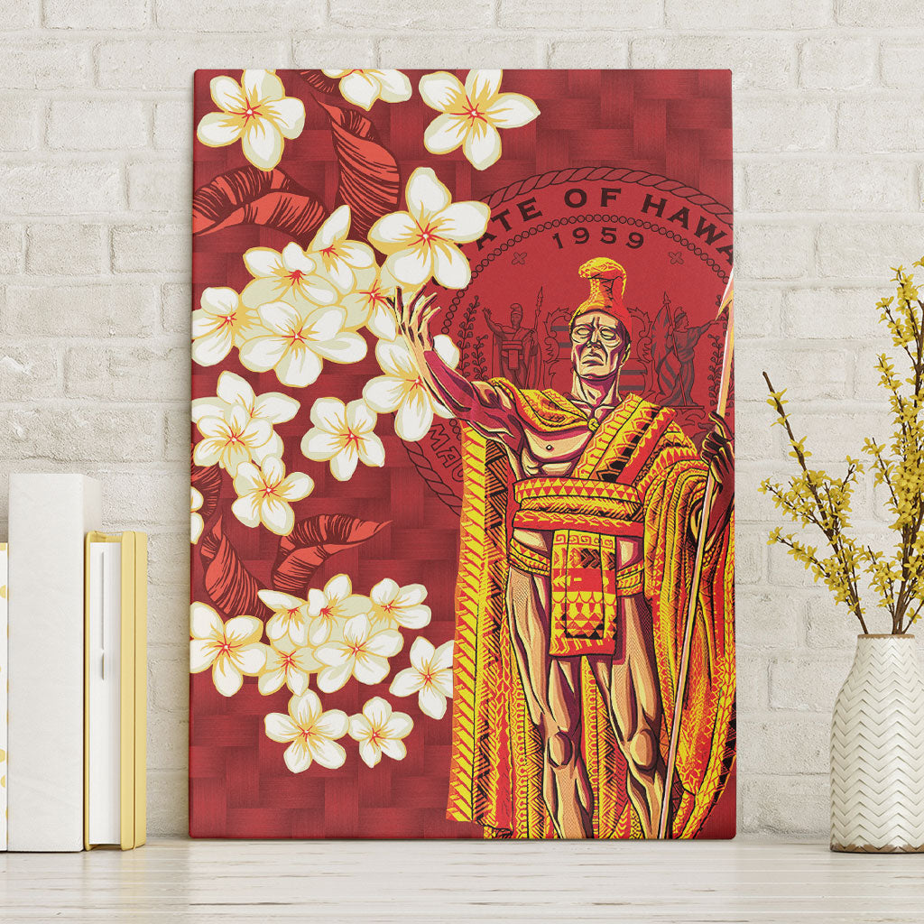 Hawaii King Kamehameha Canvas Wall Art Plumeria Lauhala Pattern LT01 Without Frame Red - Polynesian Pride