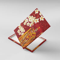 Hawaii King Kamehameha Canvas Wall Art Plumeria Lauhala Pattern LT01 With Frame Red - Polynesian Pride