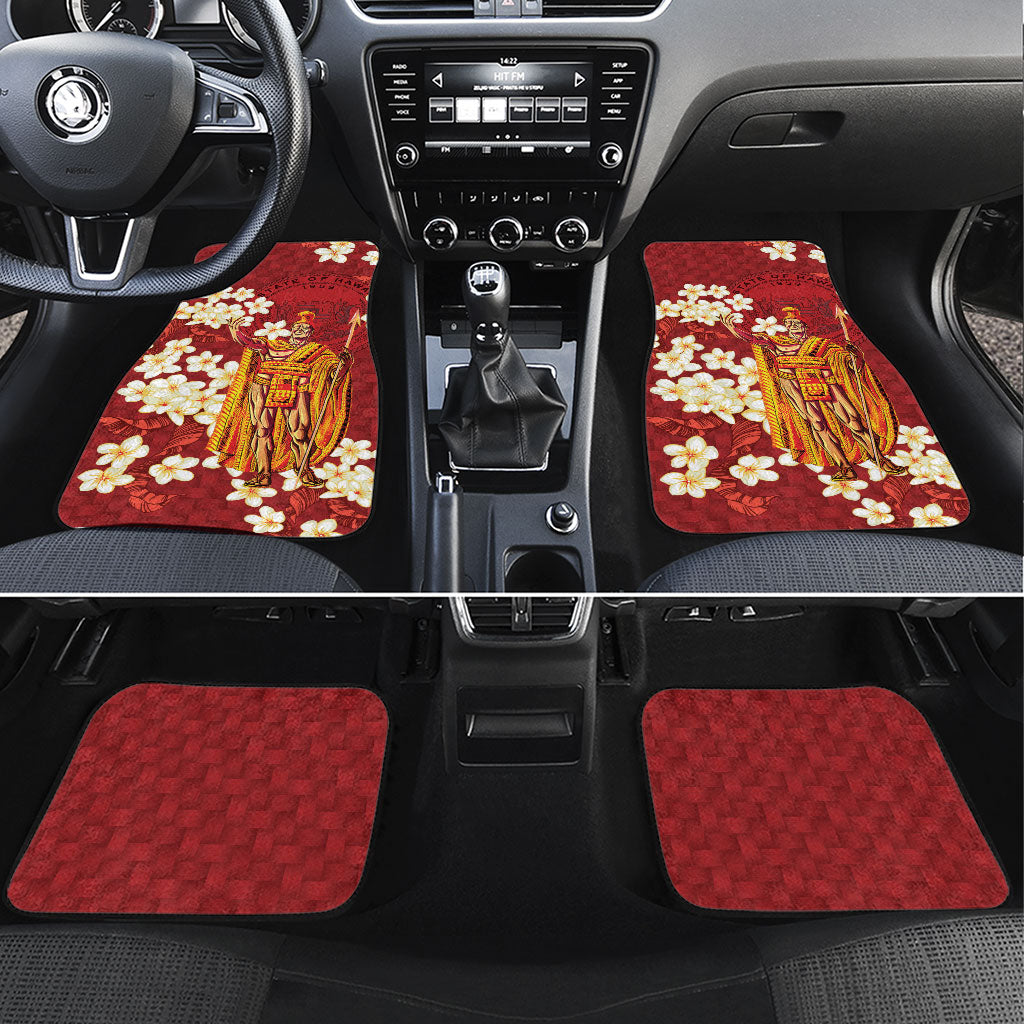 Hawaii King Kamehameha Car Mats Plumeria Lauhala Pattern LT01 Set 4pcs Red - Polynesian Pride