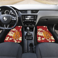 Hawaii King Kamehameha Car Mats Plumeria Lauhala Pattern LT01 Set 2pcs - Front Red - Polynesian Pride