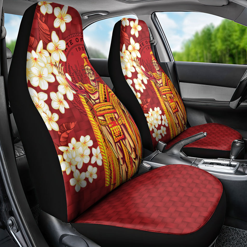 Hawaii King Kamehameha Car Seat Cover Plumeria Lauhala Pattern LT01 - Polynesian Pride