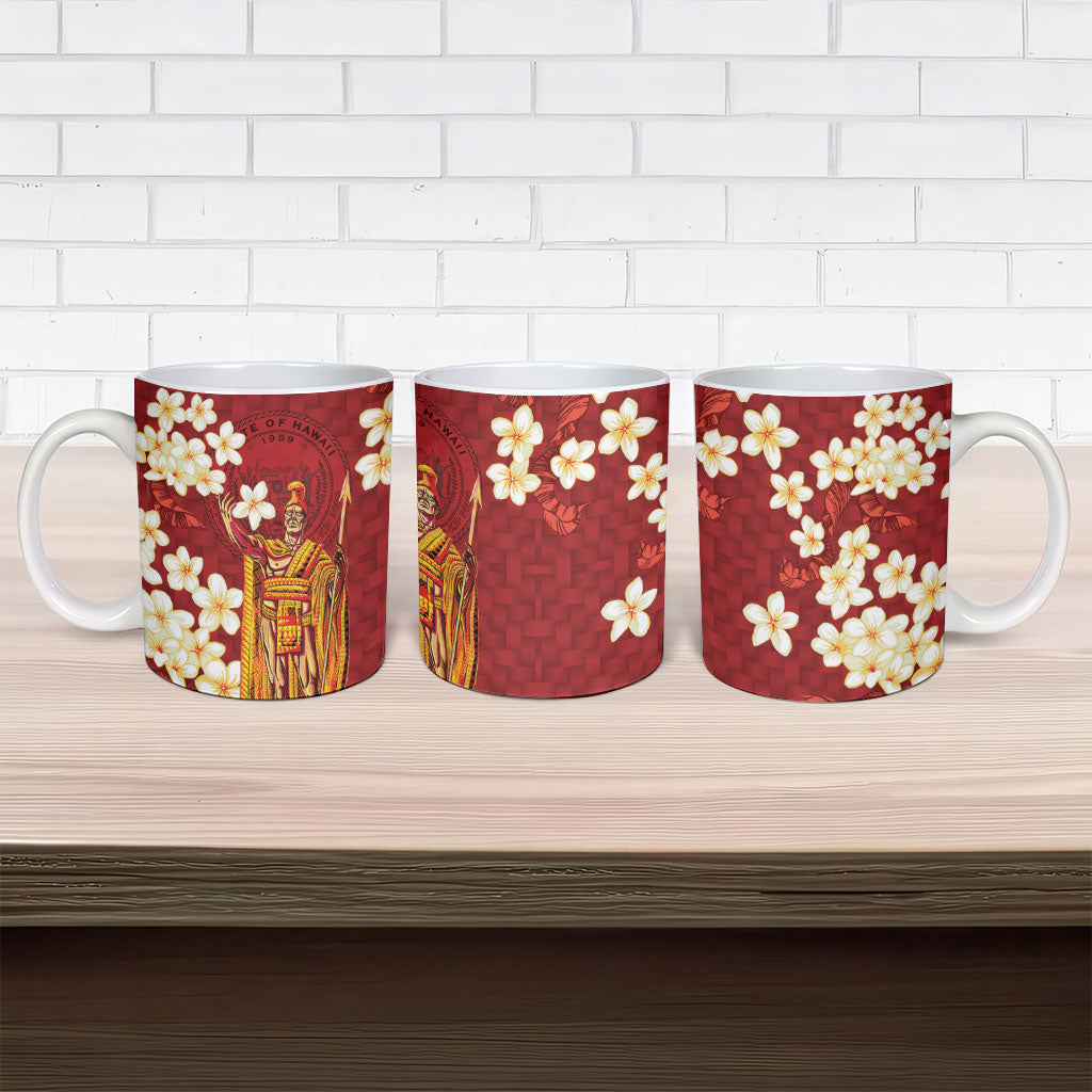 Hawaii King Kamehameha Ceramic Mug Plumeria Lauhala Pattern LT01 - Polynesian Pride