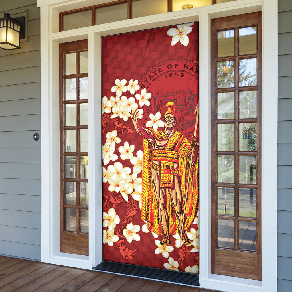 Hawaii King Kamehameha Door Cover Plumeria Lauhala Pattern LT01 - Polynesian Pride