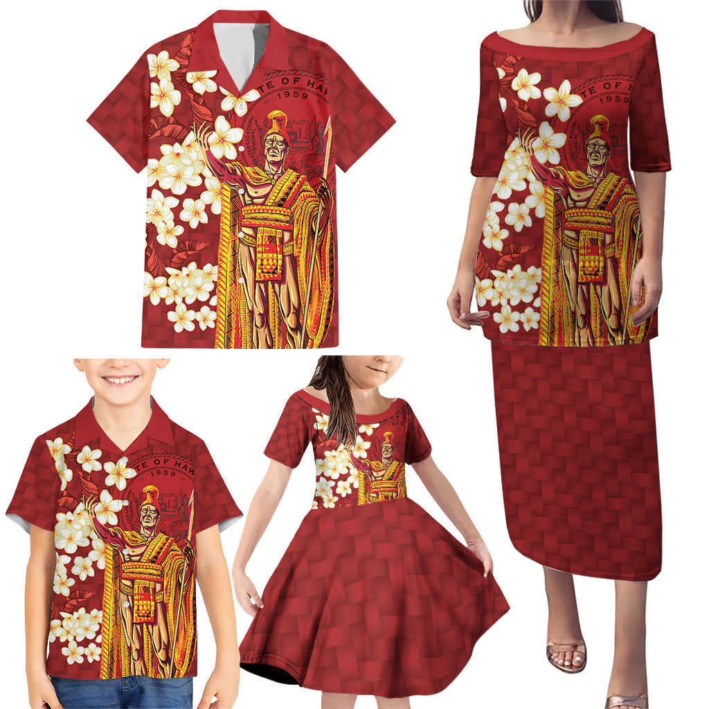 Hawaii King Kamehameha Family Matching Puletasi and Hawaiian Shirt Plumeria Lauhala Pattern LT01 - Polynesian Pride