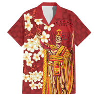 Hawaii King Kamehameha Family Matching Summer Maxi Dress and Hawaiian Shirt Plumeria Lauhala Pattern