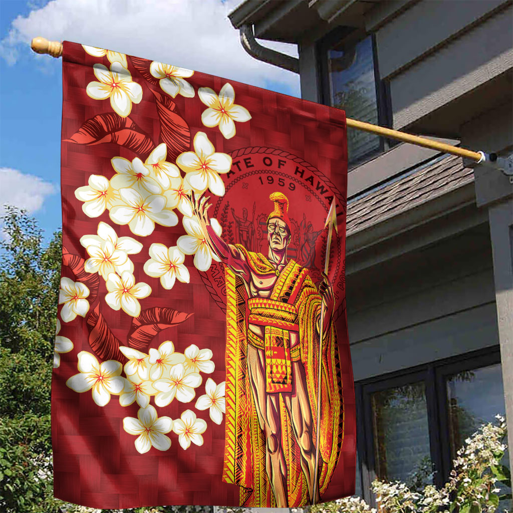 Hawaii King Kamehameha Garden Flag Plumeria Lauhala Pattern LT01 - Polynesian Pride