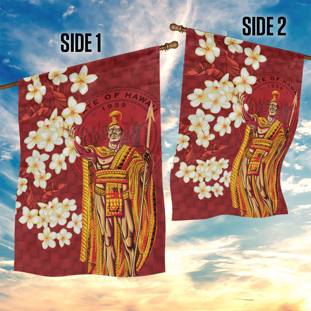 Hawaii King Kamehameha Garden Flag Plumeria Lauhala Pattern LT01 - Polynesian Pride