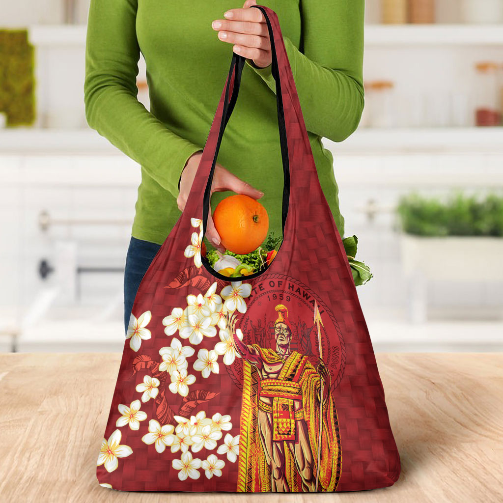 Hawaii King Kamehameha Grocery Bag Plumeria Lauhala Pattern LT01 - Polynesian Pride
