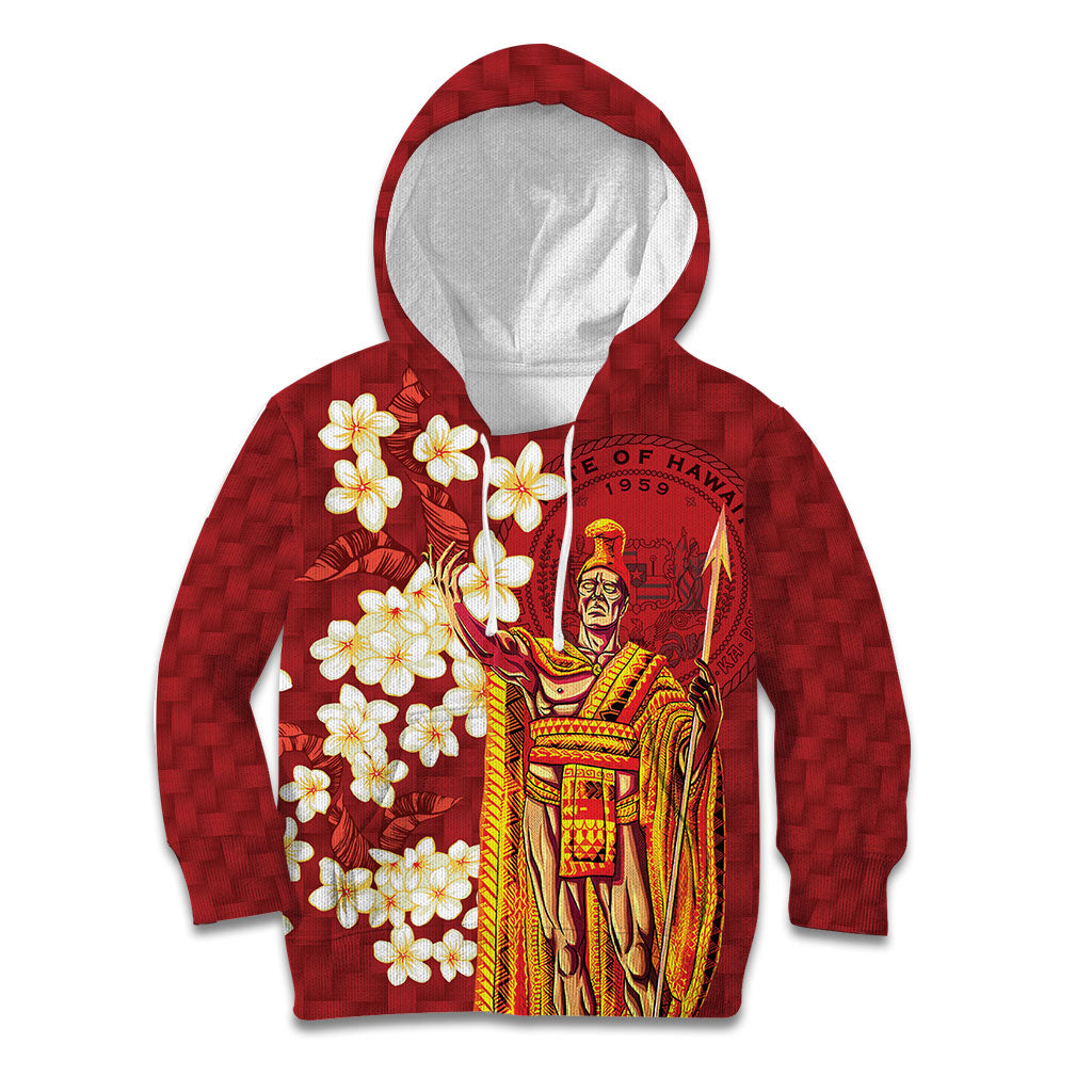 Hawaii King Kamehameha Kid Hoodie Plumeria Lauhala Pattern LT01 Hoodie Red - Polynesian Pride