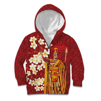 Hawaii King Kamehameha Kid Hoodie Plumeria Lauhala Pattern LT01 Zip Hoodie Red - Polynesian Pride