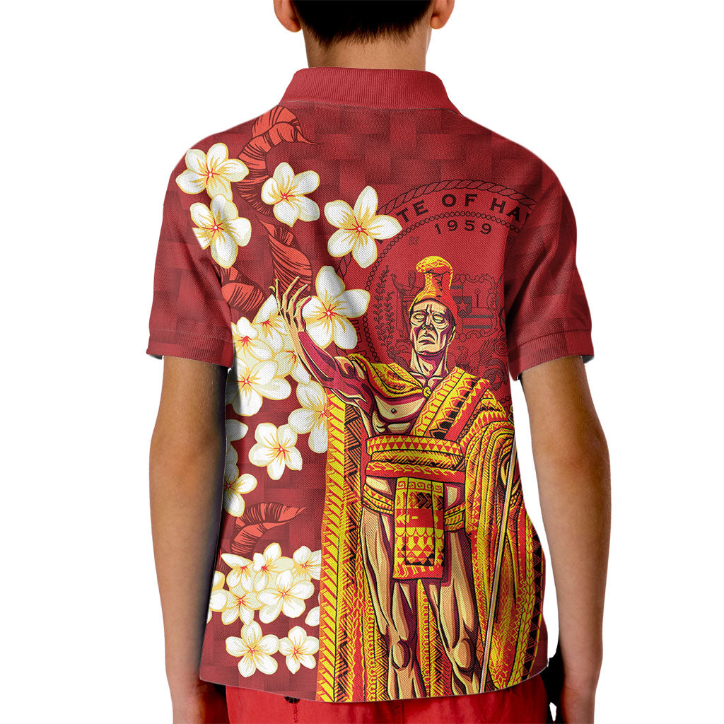 Hawaii King Kamehameha Kid Polo Shirt Plumeria Lauhala Pattern LT01 - Polynesian Pride