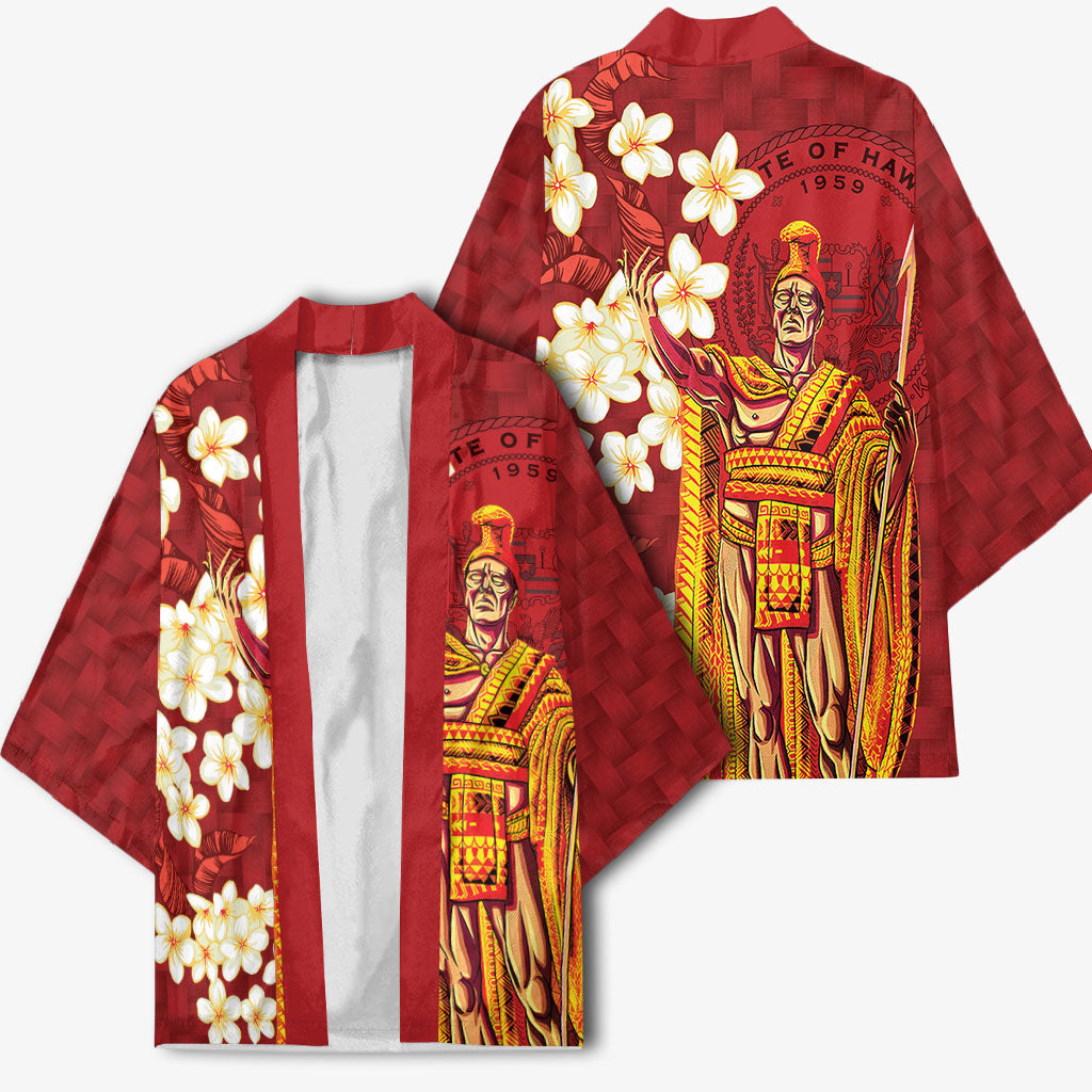 Hawaii King Kamehameha Kimono Plumeria Lauhala Pattern LT01 - Polynesian Pride