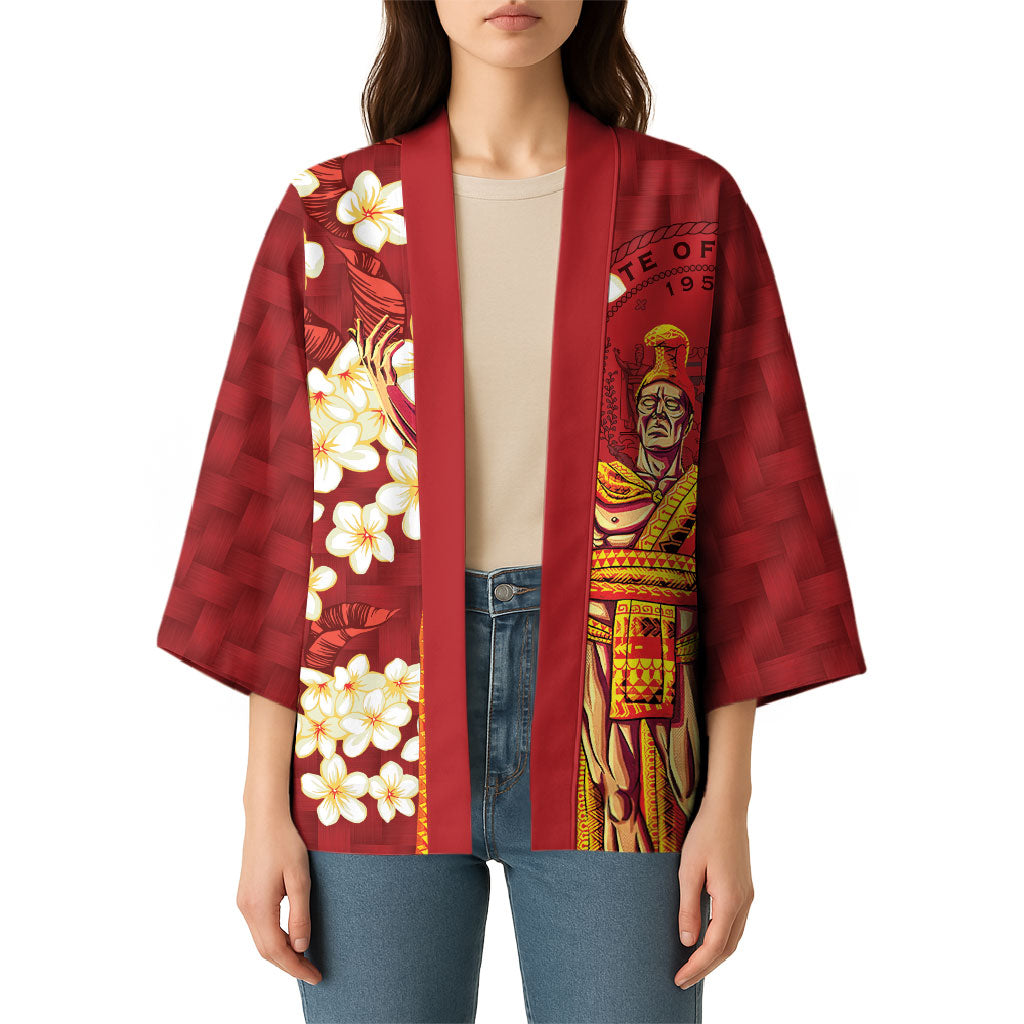 Hawaii King Kamehameha Kimono Plumeria Lauhala Pattern LT01 - Polynesian Pride