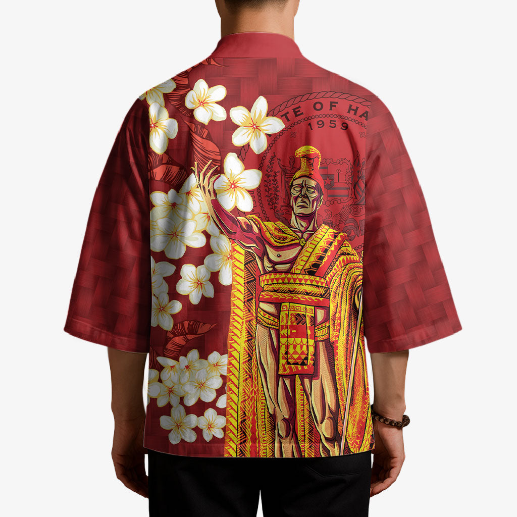 Hawaii King Kamehameha Kimono Plumeria Lauhala Pattern LT01 - Polynesian Pride
