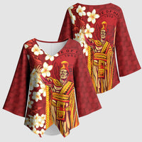 Hawaii King Kamehameha Kimono Sleeve Blouse Plumeria Lauhala Pattern LT01 - Polynesian Pride
