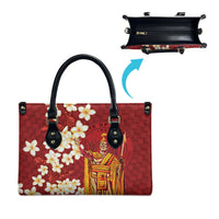 Hawaii King Kamehameha Leather Bag Plumeria Lauhala Pattern LT01 - Polynesian Pride