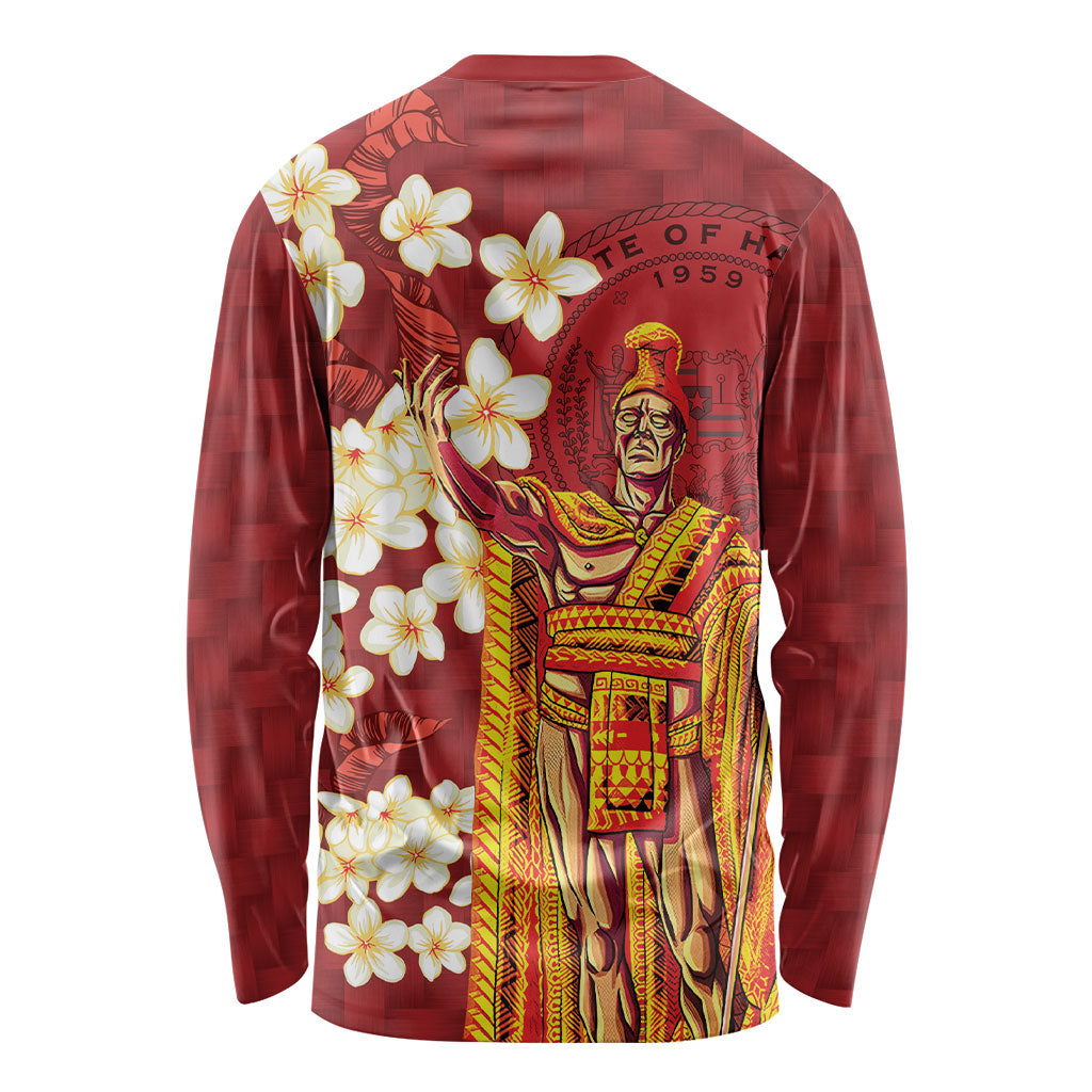 Hawaii King Kamehameha Long Sleeve Shirt Plumeria Lauhala Pattern LT01 - Polynesian Pride