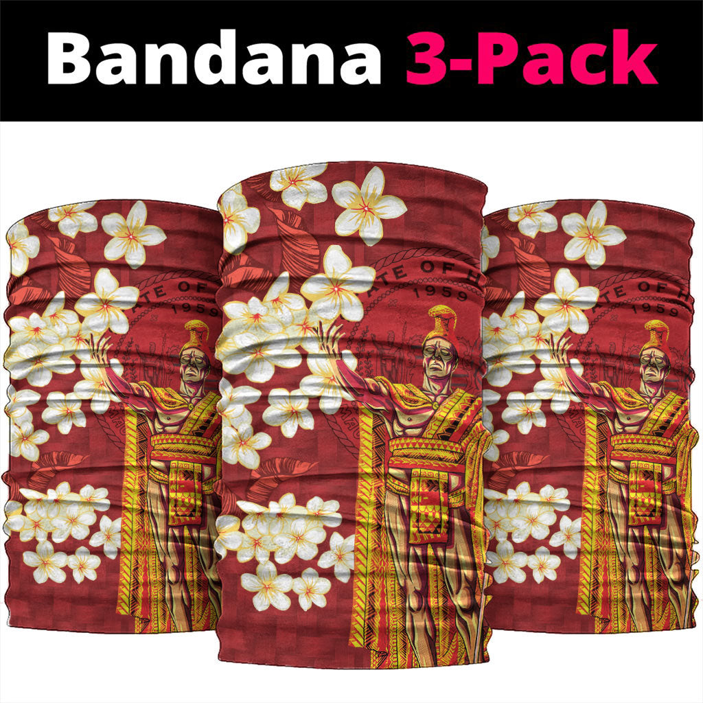 Hawaii King Kamehameha Neck Gaiter Plumeria Lauhala Pattern LT01 package One Size: 25*50cm Red - Polynesian Pride