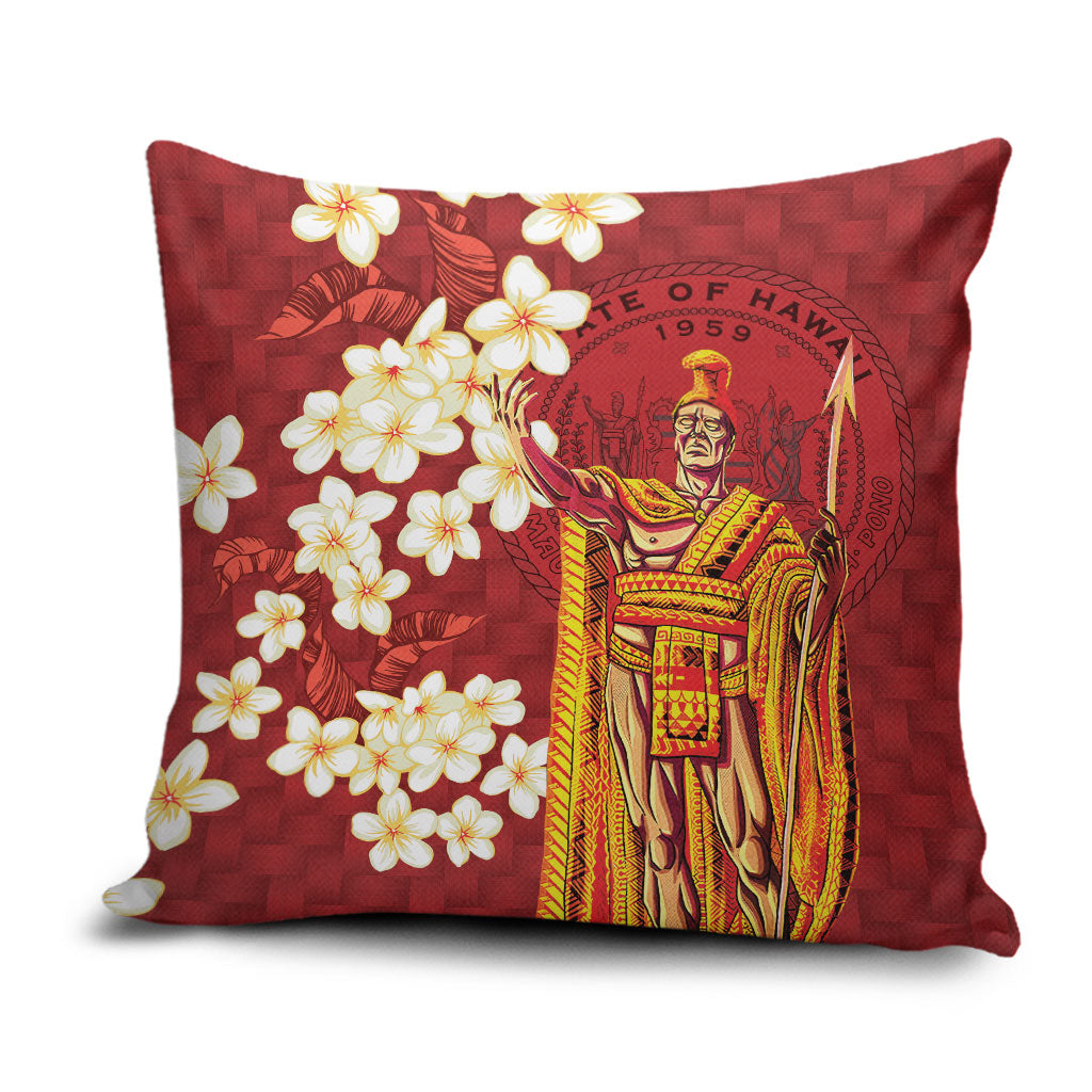 Hawaii King Kamehameha Pillow Cover Plumeria Lauhala Pattern LT01 Red - Polynesian Pride
