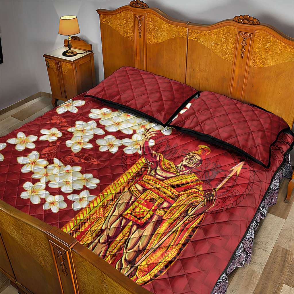 Hawaii King Kamehameha Quilt Bed Set Plumeria Lauhala Pattern LT01 - Polynesian Pride