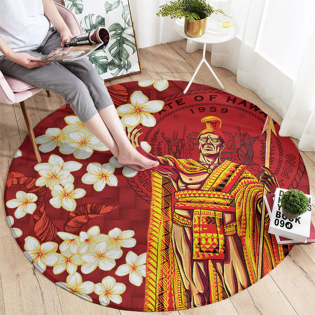 Hawaii King Kamehameha Round Carpet Plumeria Lauhala Pattern LT01 - Polynesian Pride