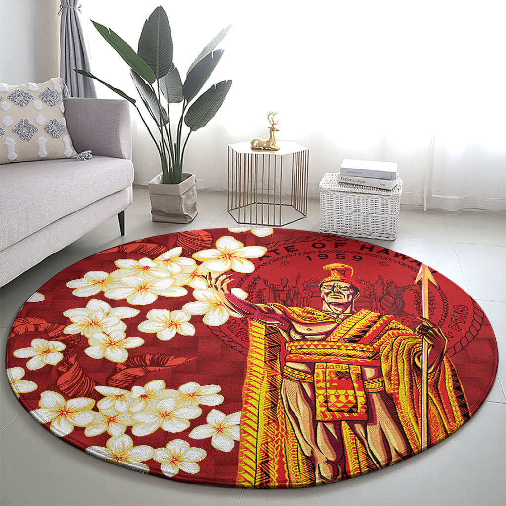 Hawaii King Kamehameha Round Carpet Plumeria Lauhala Pattern LT01 - Polynesian Pride